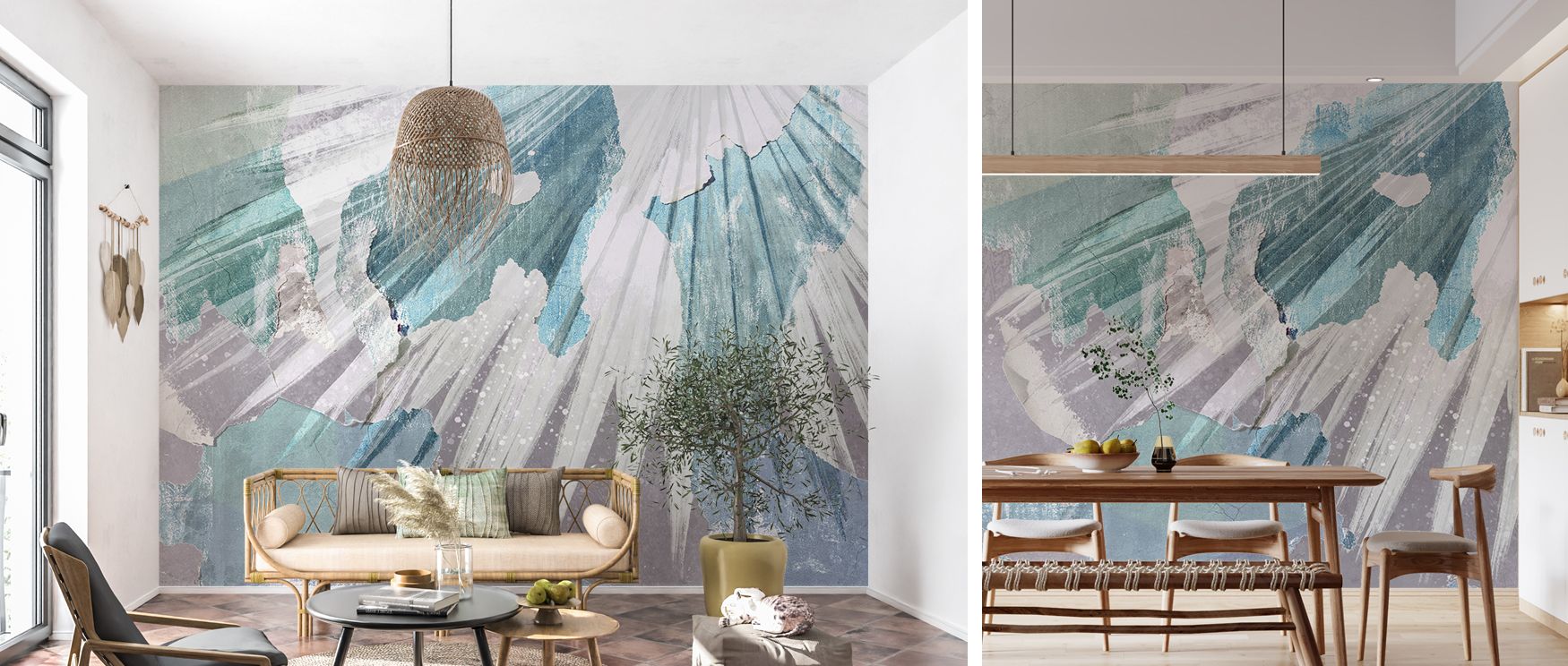Abstract mystery transforms walls with restful imagery in bedrooms, dramatic boldness in living rooms, and inspiring creativity in offices, reflecting both artistry and sophistication. 