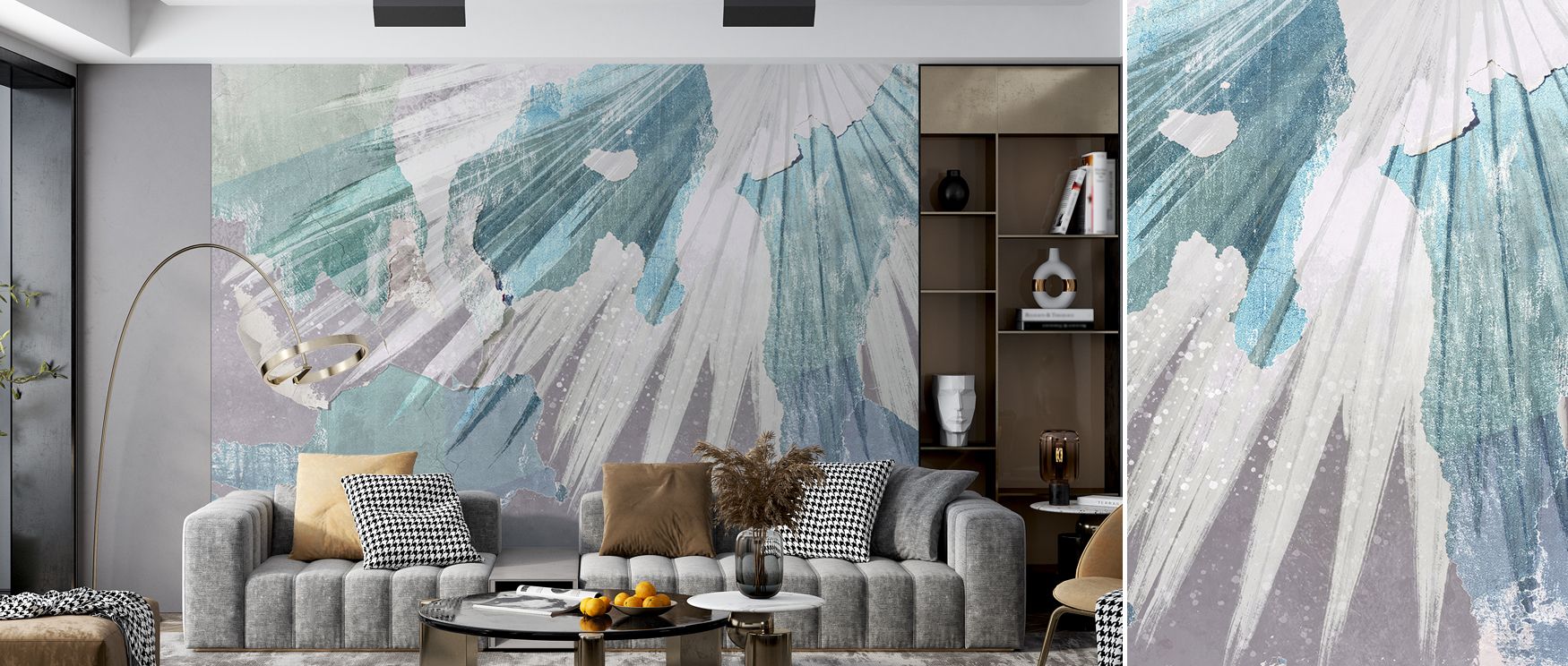 Layers of detail enrich walls with calm in bedrooms, vibrancy in living rooms, and focus in offices, celebrating abstract artistry through dynamic compositions filled with depth. 