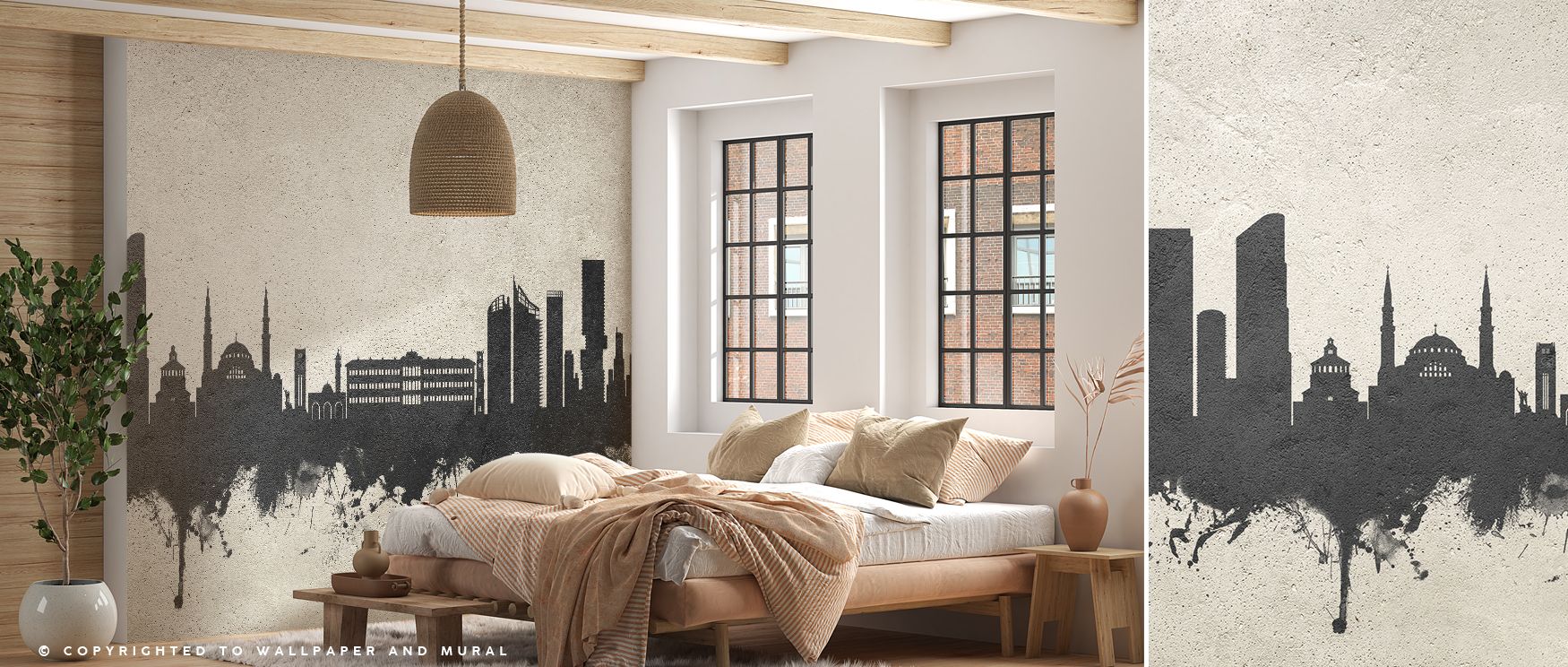 Artistic Beirut Skyline wallpaper in concrete inspired tones transforms living rooms with urban sophistication as understated imagery of architecture creates calming yet elegant atmosphere enhancing modern decor gracefully.