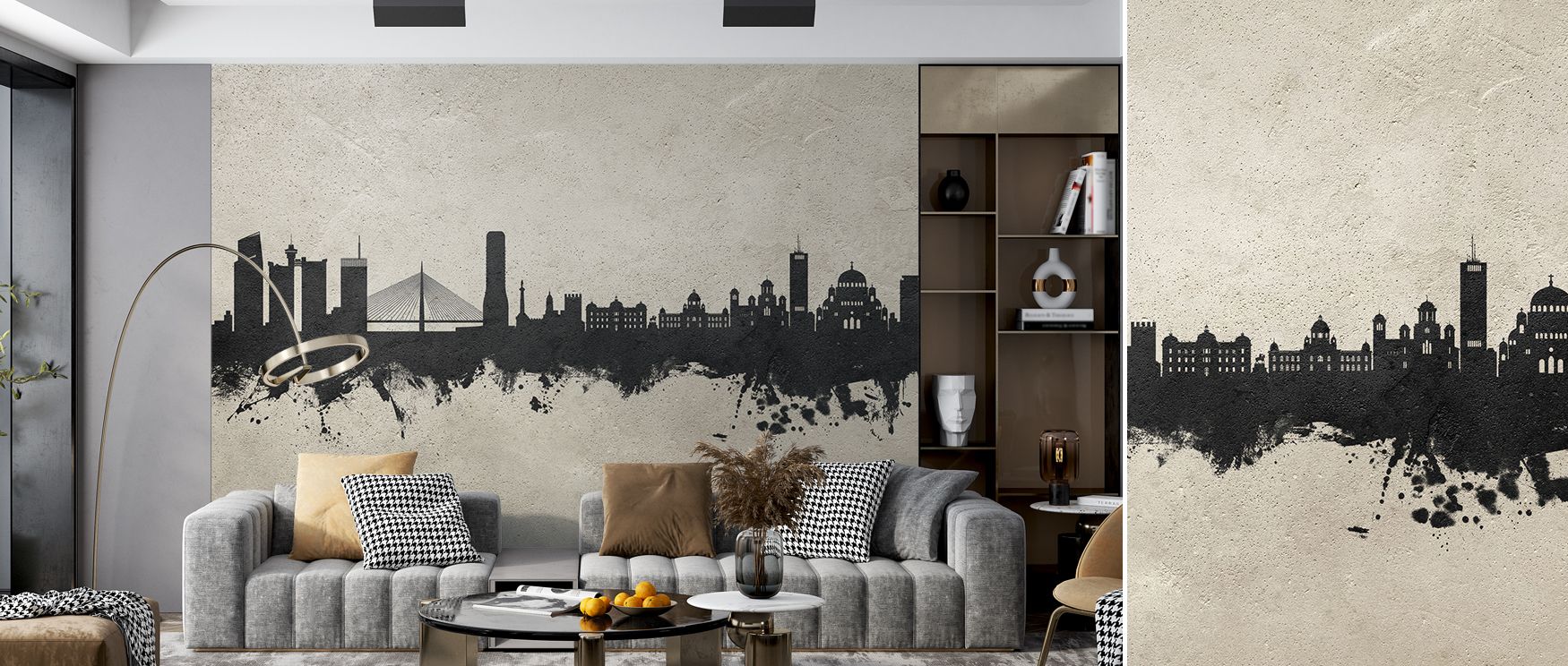 Belgrade Skyline Concrete Wallpaper design enriches offices with understated imagery where refined tones inspire professional creative atmosphere balanced with cultural charm and modern elegance seamlessly.