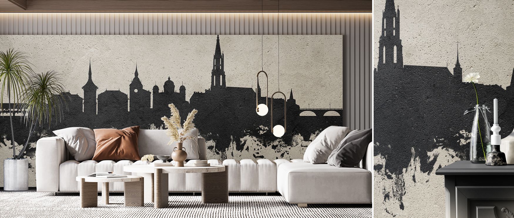 A refined cityscape emerges in the Bern Switzerland Skyline Concrete Wallpaper, where muted tones transform walls into cultural showcases. It adapts across diverse styles, making spaces stylish and versatile. 