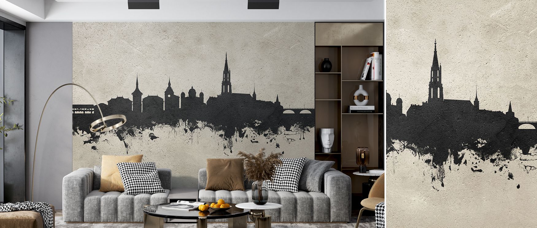 Swiss artistry resonates in the Bern Switzerland Skyline Concrete Wallpaper, where muted elegance creates harmony. It adapts to diverse décor, ensuring interiors remain stylish and refined. 