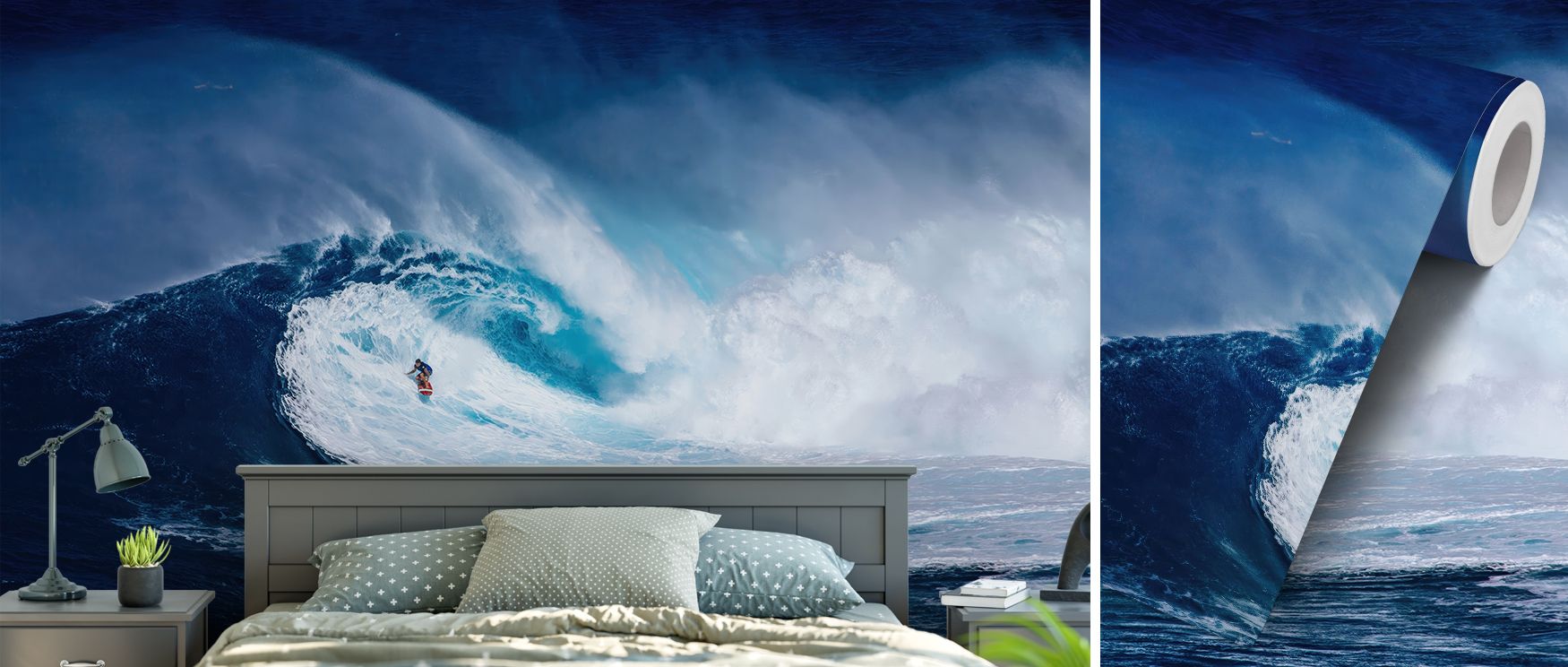 Coastal charm defines the Big Wave Surfer Scenic Wallpaper, where surfing imagery inspires creativity. It makes living rooms lively, bedrooms stylish, and offices adventurous. 