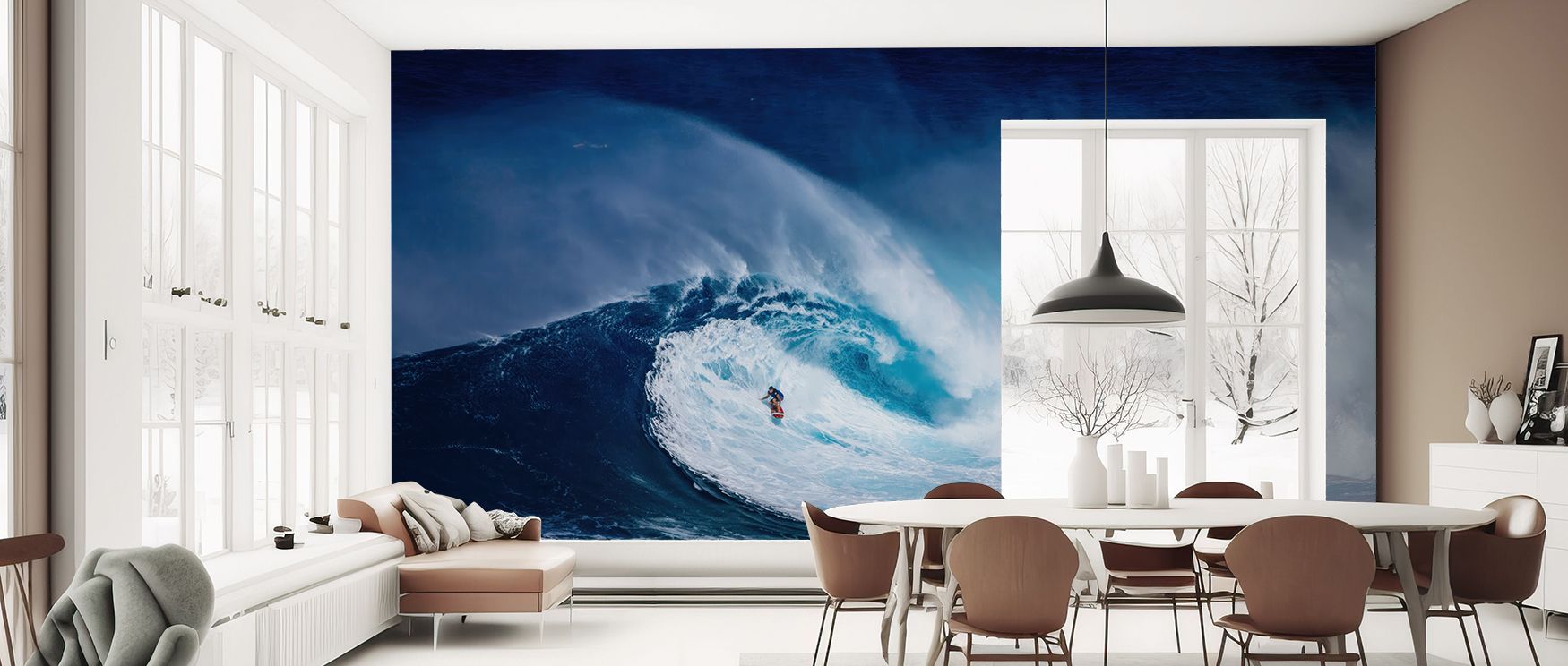 Thrill and artistry combine in the Big Wave Surfer Scenic Wallpaper, where surfing imagery celebrates freedom. It makes walls bold, vibrant, and stylish. 