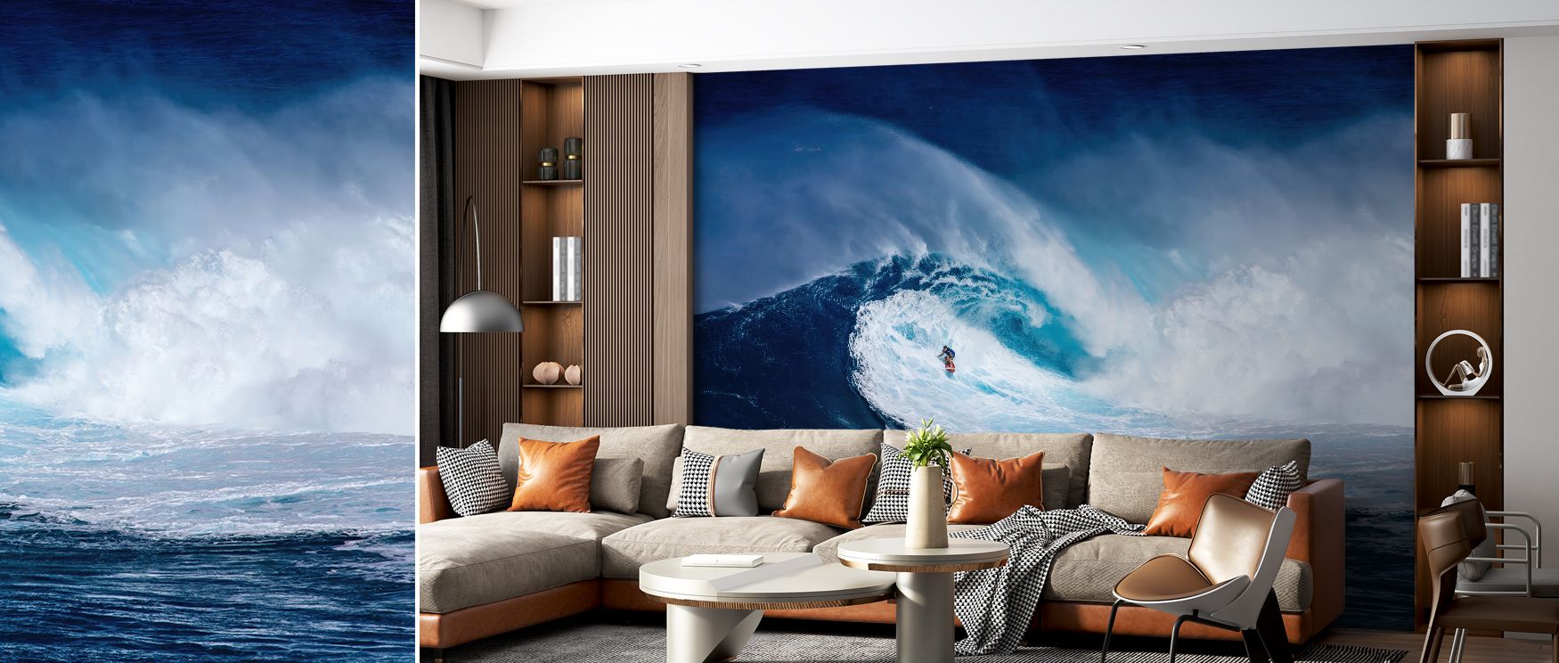 Ocean drama appears in the Big Wave Surfer Scenic Wallpaper, where bold waves inspire interiors. It enhances living rooms, bedrooms, and offices with vibrancy. 