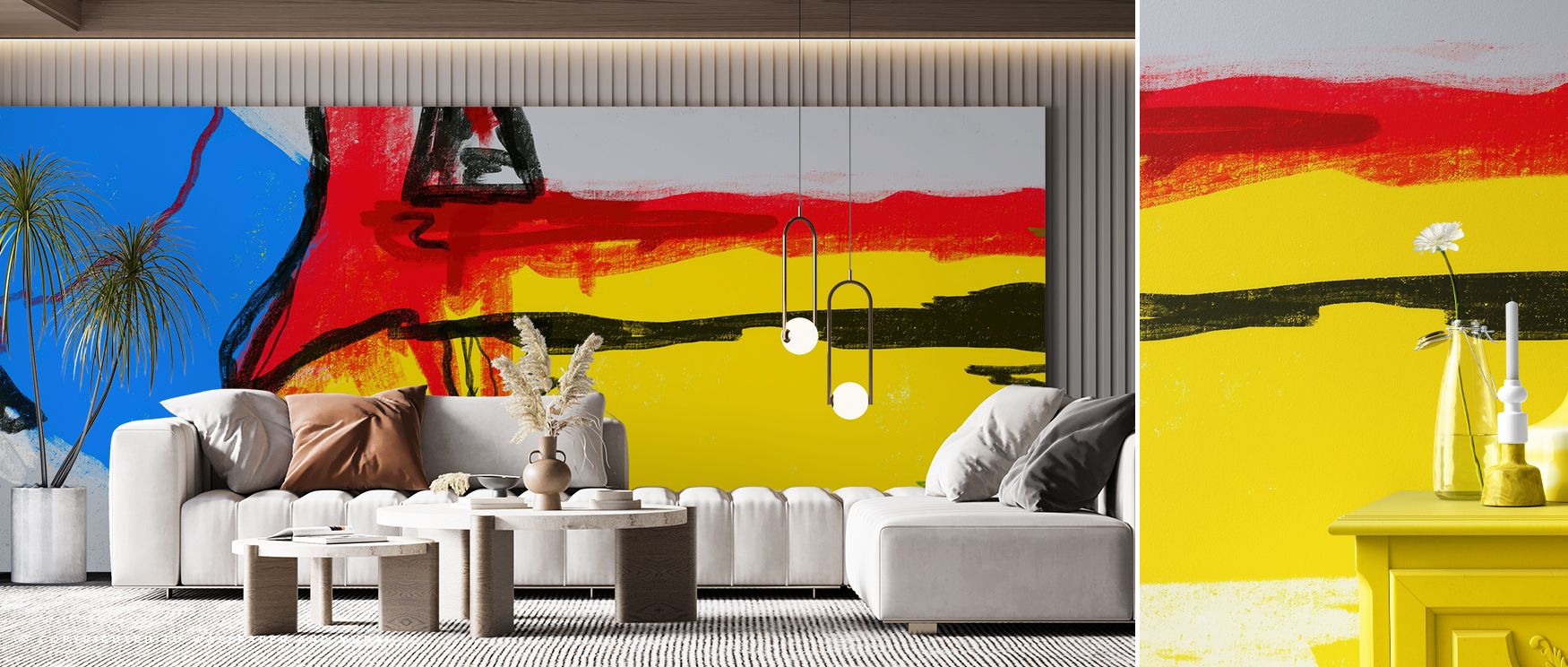 Artistic rhythm emerges in the Big and Bold Abstract Wallpaper, where bold imagery enriches walls. It makes interiors meaningful, stylish, and modern in character. 