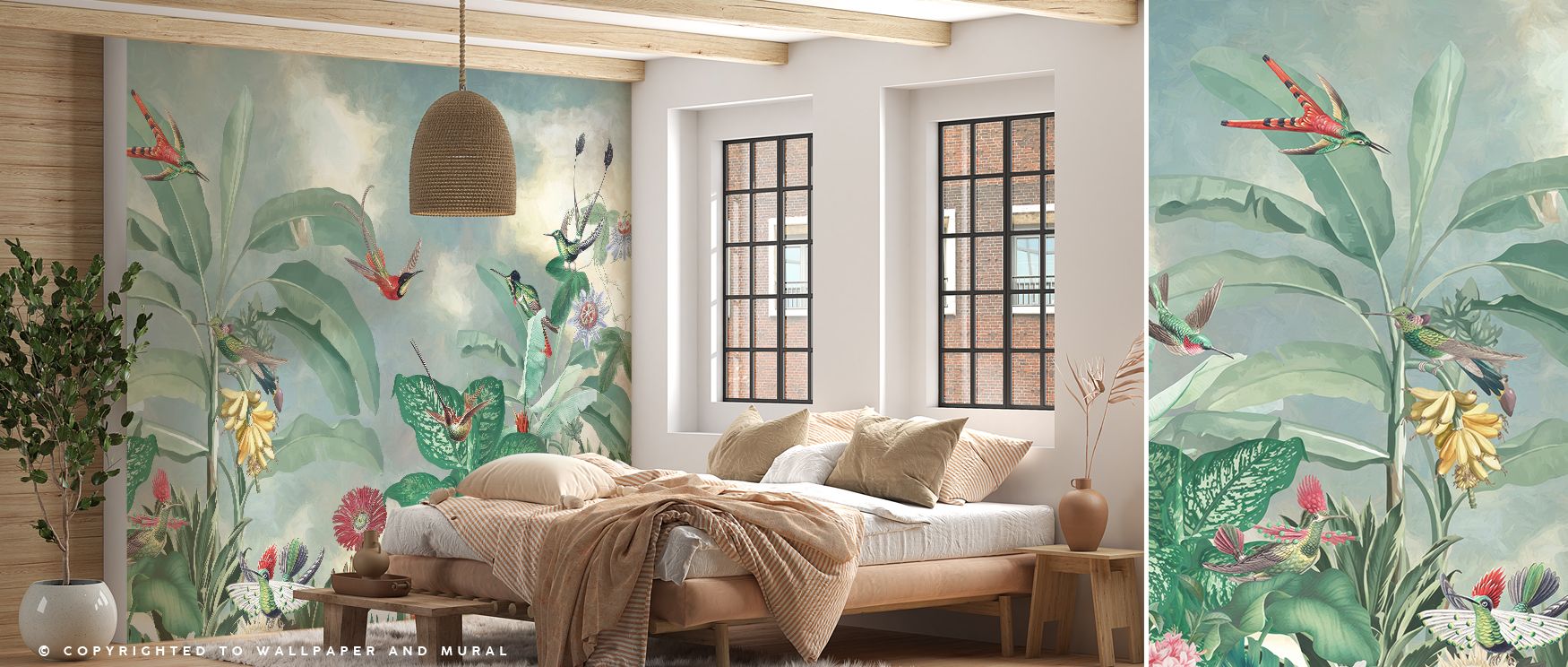 Its imagery captures timeless elegance, presenting birds in motion against scenic warmth. This design infuses walls with gentle beauty, encouraging tranquility while making interiors distinctive and artistically expressive. 