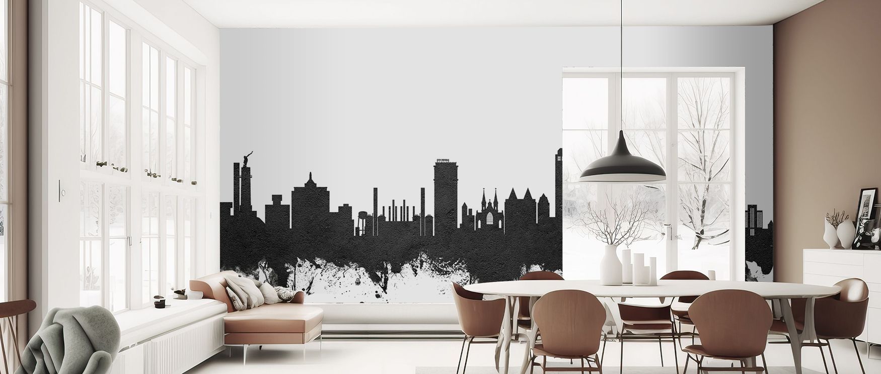Each element of birds and greenery complements the other, creating a flowing design that adds rhythm. It enriches interiors with exotic beauty, offering inviting charm and expressive artistry suitable for living and working environments. 