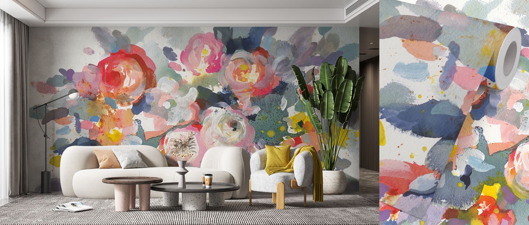 Bloom Burst Floral Wallpaper showcasing explosion of colors and blossoms provides offices with creative uplifting ambiance where focus and energy coexist as vivid floral patterns stimulate mood while maintaining sense of refinement turning professional sp