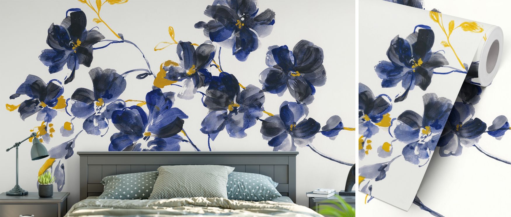 Blue Branch Floral Wallpaper brings natural artistry to office interiors where delicate branches in subtle blue provide calming backdrop enhancing productivity with soothing visual presence offering refined setting for professional spaces filled with bala