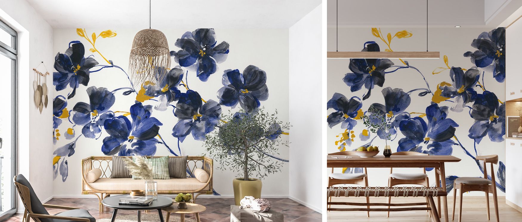 Elegant wallpaper featuring Blue Branch Floral design provides offices with refreshing calm where natural imagery inspires balanced environment blending creativity with focus as subtle blue tones decorate walls with understated beauty seamlessly. 