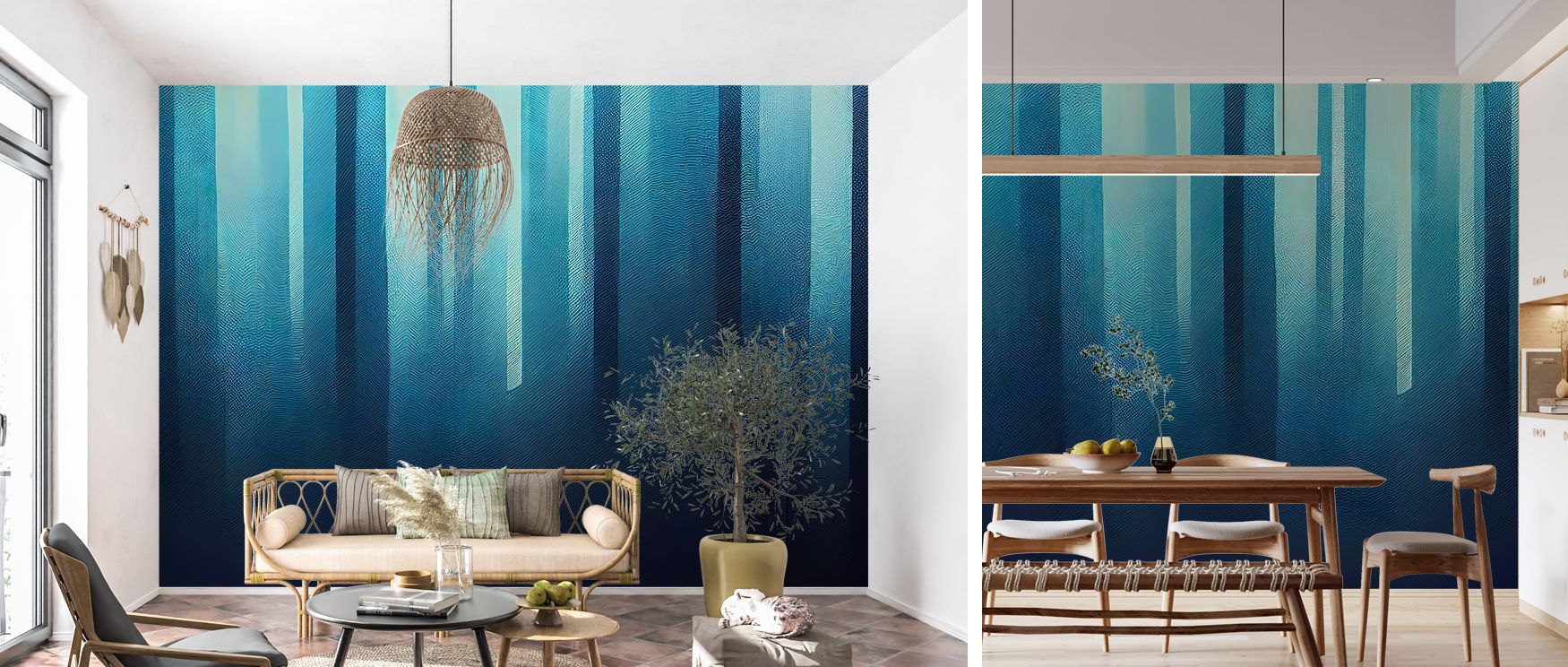 Blue abstract wallpaper design introduces modern elegance into bedrooms where bold yet calming tones foster tranquil atmosphere blending style with comfort while inspiring creative restful environment enriched by abstract artistry beautifully. 