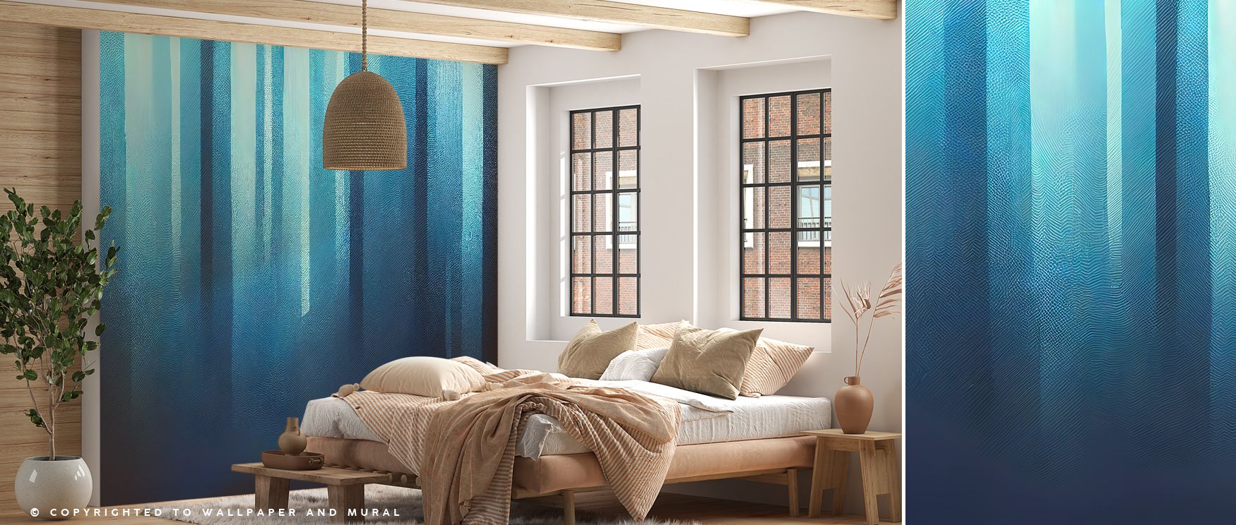 Blue Light Abstract Wallpaper with artistic abstract forms brings stylish inspiration to office interiors where decor becomes elevated through bold blue tones fostering professional yet creative ambiance that enhances productivity and modern aesthetic sim