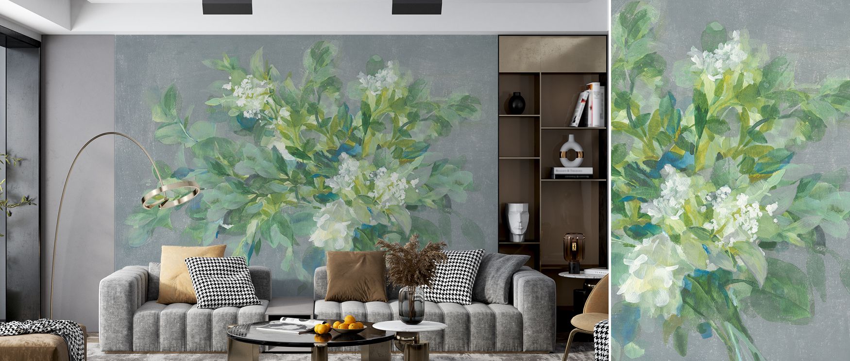 Expressive floral compositions define the Bouquet For You With Greenery Wallpaper, highlighting greenery in refined tones. Its design conveys charm, uplifting bedrooms, offices, or shared interiors with decorative elegance. 