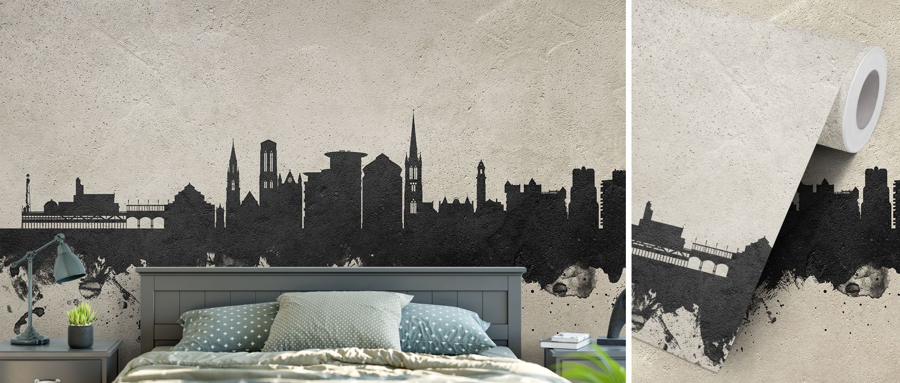 Bournemouth skyline wallpaper designed in sleek concrete style, featuring bold urban artistry. Its textured tones transform interiors with modern sophistication, making it perfect for living rooms, offices, or bedrooms seeking cultural inspiration and sty
