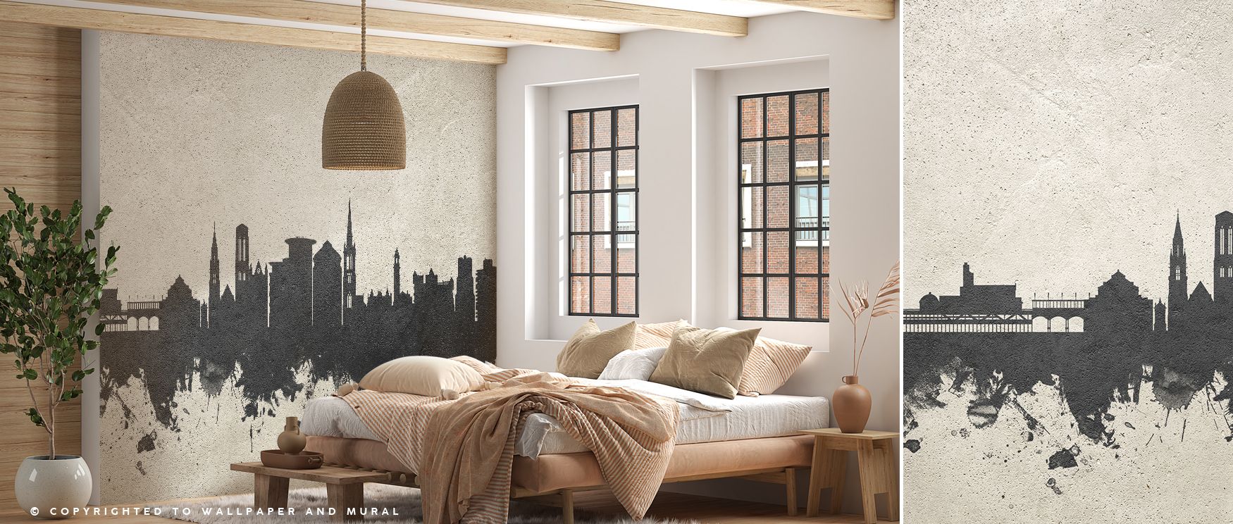 Urban Bournemouth wallpaper featuring skyline design rendered in concrete artistry. Its modern tones transform interiors with stylish impact, making it ideal for living rooms, bedrooms, or studies seeking bold city-inspired décor. 