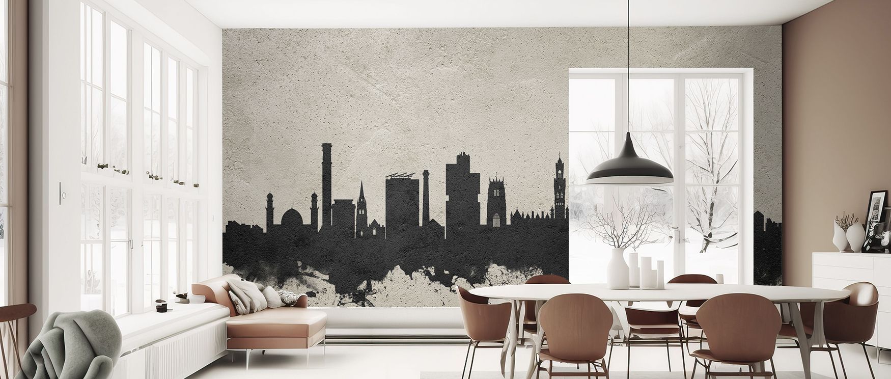 Bradford wallpaper designed with concrete skyline artistry, offering interiors urban sophistication. Its textured design creates bold cultured walls, ideal for lounges, offices, or stylish bedrooms. 
