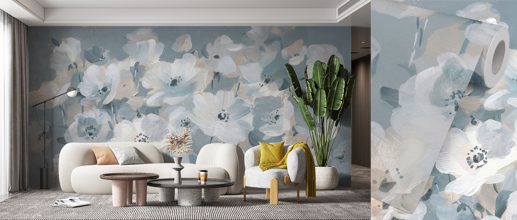 Decorative floral wallpaper capturing breezy blooms with refined detail. Its natural tones enrich interiors with garden-inspired beauty, perfect for studies, living rooms, or bedrooms with soft elegance. 