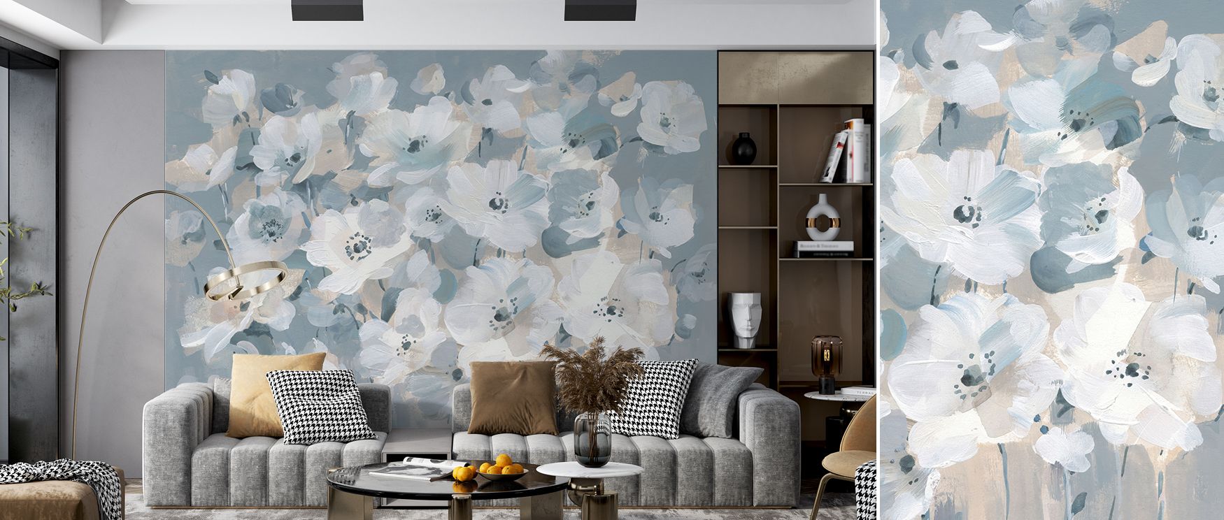 Floral wallpaper featuring breezy bloom design with natural elegance. Its refined tones transform interiors with serenity, perfect for living rooms, studies, or lounges inspired by garden style. 