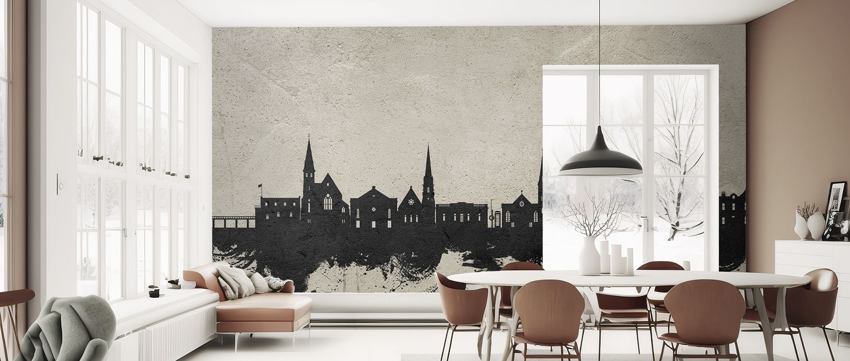 A sleek wall mural capturing Broughty Ferry in concrete art tones, ideal for contemporary bedrooms, lounges, or offices. It blends industrial chic with refined modern style. 