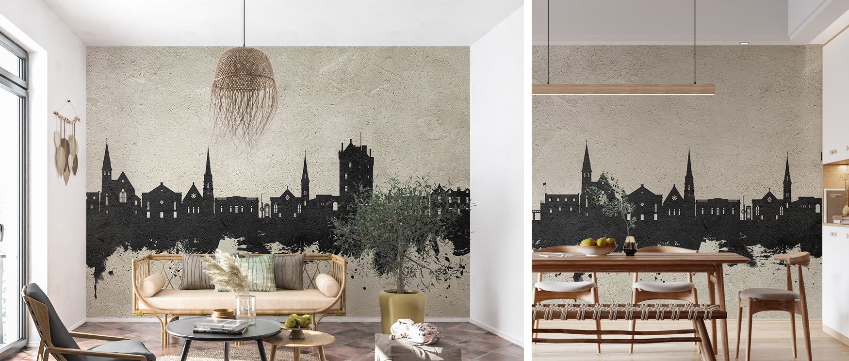 Industrial-inspired mural wallpaper showcasing Broughty Ferry skyline artistry, perfect for lounges, offices, or creative studios. It offers bold design impact with refined urban character. 
