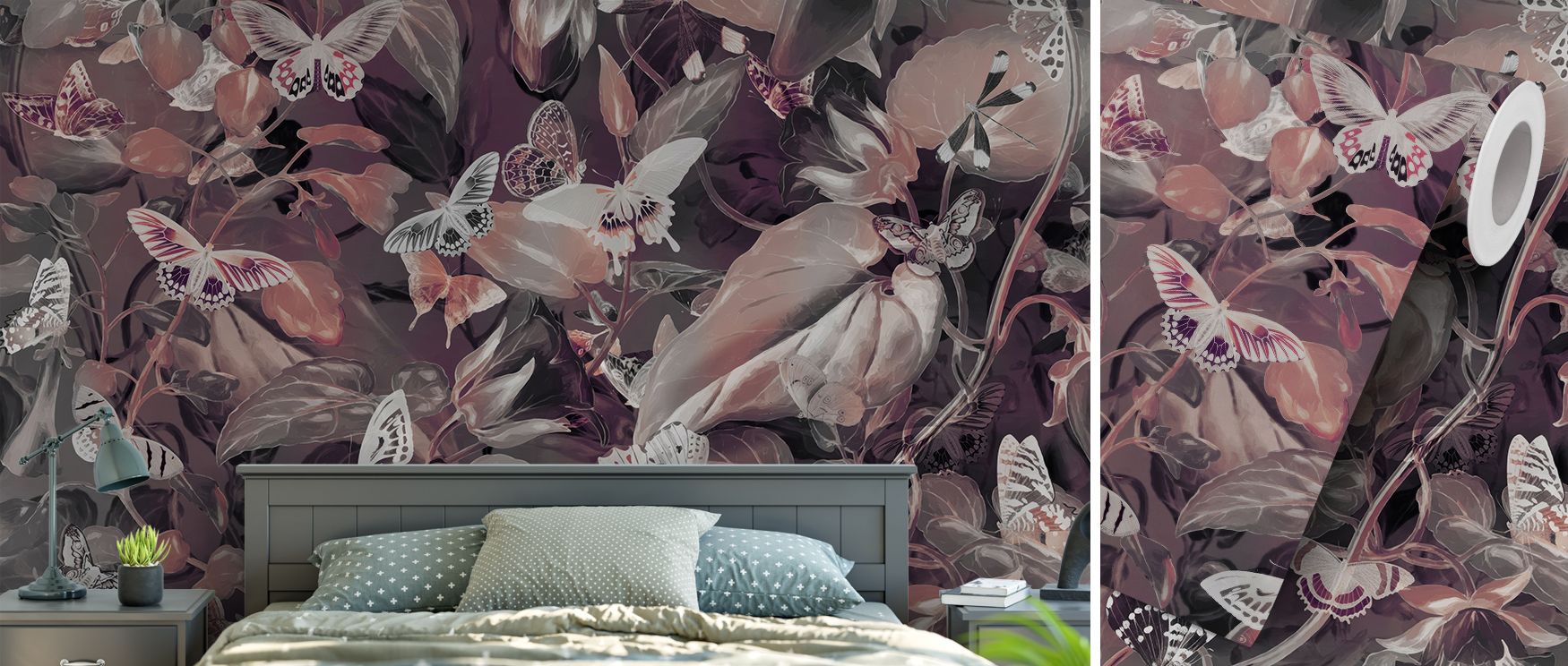 Butterfly paradise wallpaper mural featuring warm garden tones, delicate wings, and vibrant natural detail, ideal for bedrooms, creative workspaces, or living rooms. It offers uplifting decorative beauty, creating atmospheres that feel alive with artistic