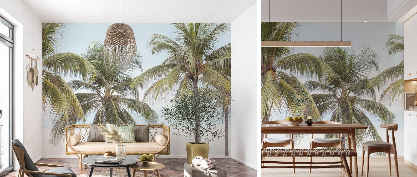 Coastal wallpaper mural capturing the vast sea horizon, perfect for bedrooms, living rooms, or dining spaces. It transforms interiors with calm energy, refined sophistication, and natural inspiration, turning walls into serene coastal retreats that celebr