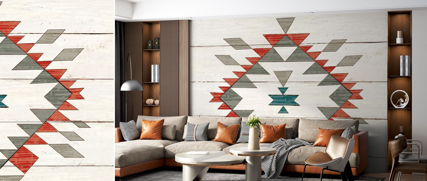 Cabin-inspired neutral mural wallpaper featuring abstract design with earthy hues, ideal for bedrooms, lounges, or workspaces. It transforms interiors with decorative warmth, rustic elegance, and inspiring creative presence, offering calm atmospheres that