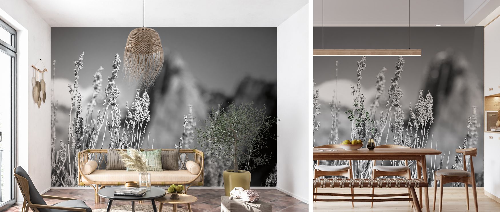 Canyon sagebrush wallpaper mural featuring delicate plant forms and muted tones, suited to bedrooms, living areas, or workspaces. It transforms interiors with decorative elegance, creating refined atmospheres enriched with natural beauty, calm inspiration
