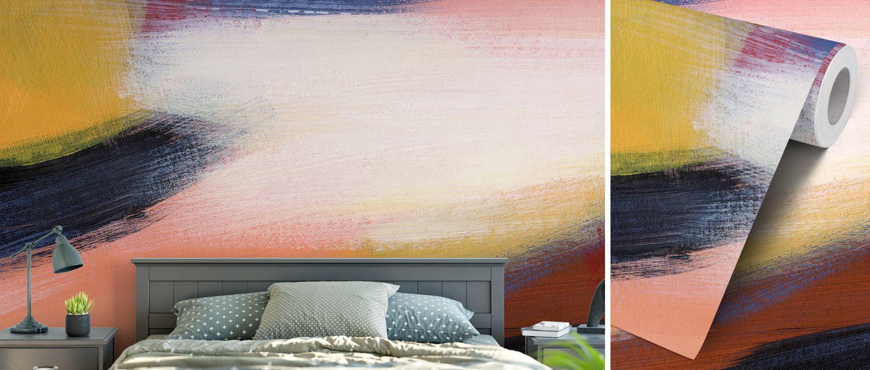 A mural wallpaper design inspired by ocean movement, rendered in caramel hues with abstract artistry. Ideal for bedrooms, dining areas, or lounges, it creates refined interiors filled with calm decorative presence, natural inspiration, and modern sophisti
