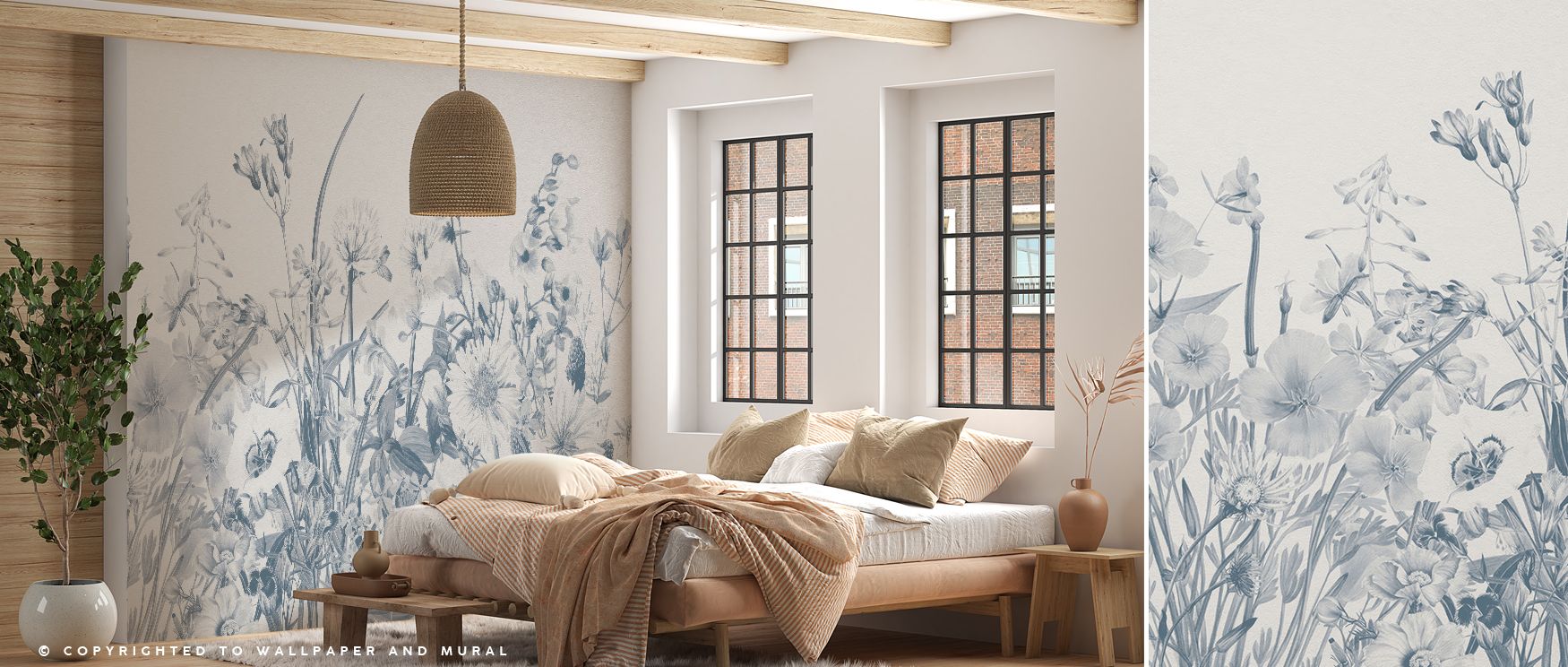 A mural wallpaper design inspired by Chambre Separée florals, capturing blossoms in delicate tones. Perfect for bedrooms, dining areas, or studies, it enriches interiors with refined artistry, decorative sophistication, and timeless elegance, turning plai
