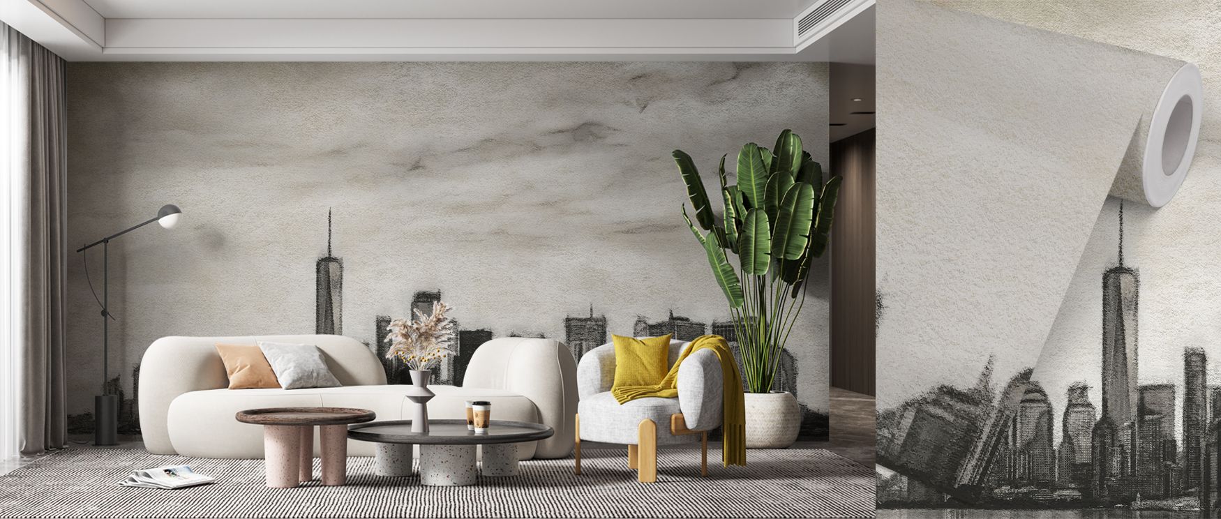 New York maps mural wallpaper in monochrome charcoal tones, suited to stylish bedrooms, living rooms, or lounges. It creates interiors enriched with metropolitan charm, bold artistry, and refined decorative presence, offering modern homes timeless balance