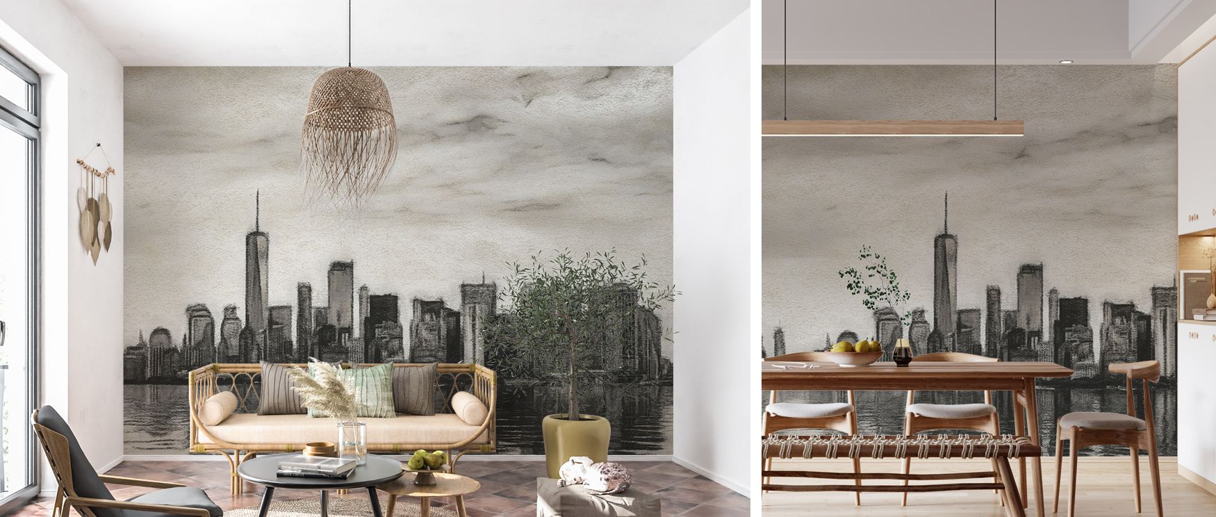 A mural wallpaper design inspired by New York maps in charcoal tones, perfect for bedrooms, dining areas, or studies. It enriches interiors with bold decorative balance, architectural charm, and artistic refinement, offering striking atmospheres that comb