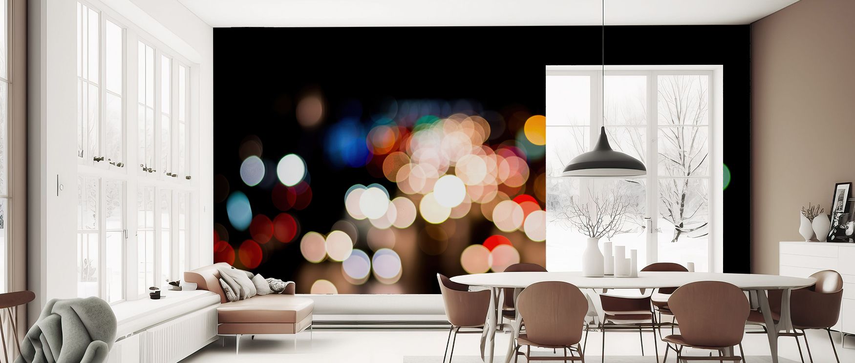 City life mural wallpaper rendered in detailed design, suited for bedrooms, lounges, or offices. It creates refined interiors enriched with decorative artistry, metropolitan balance, and urban charm, offering striking atmospheres that celebrate city detai