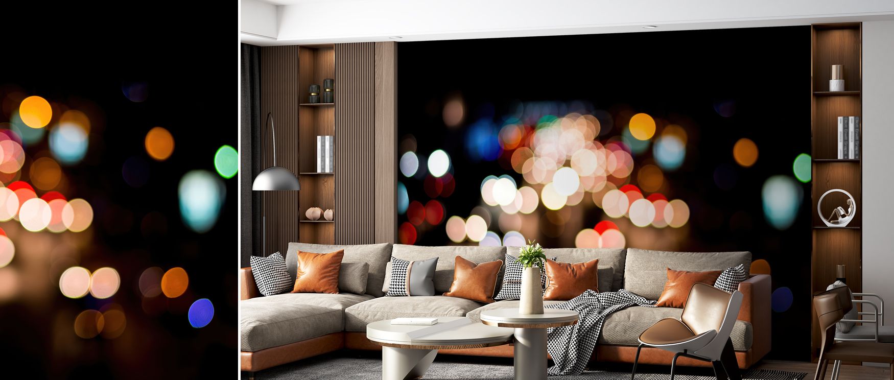 Contemporary city life mural wallpaper design capturing bustling detail, ideal for bedrooms, living rooms, or studies. It transforms interiors with decorative artistry, architectural balance, and metropolitan charm, offering bold atmospheres enriched with