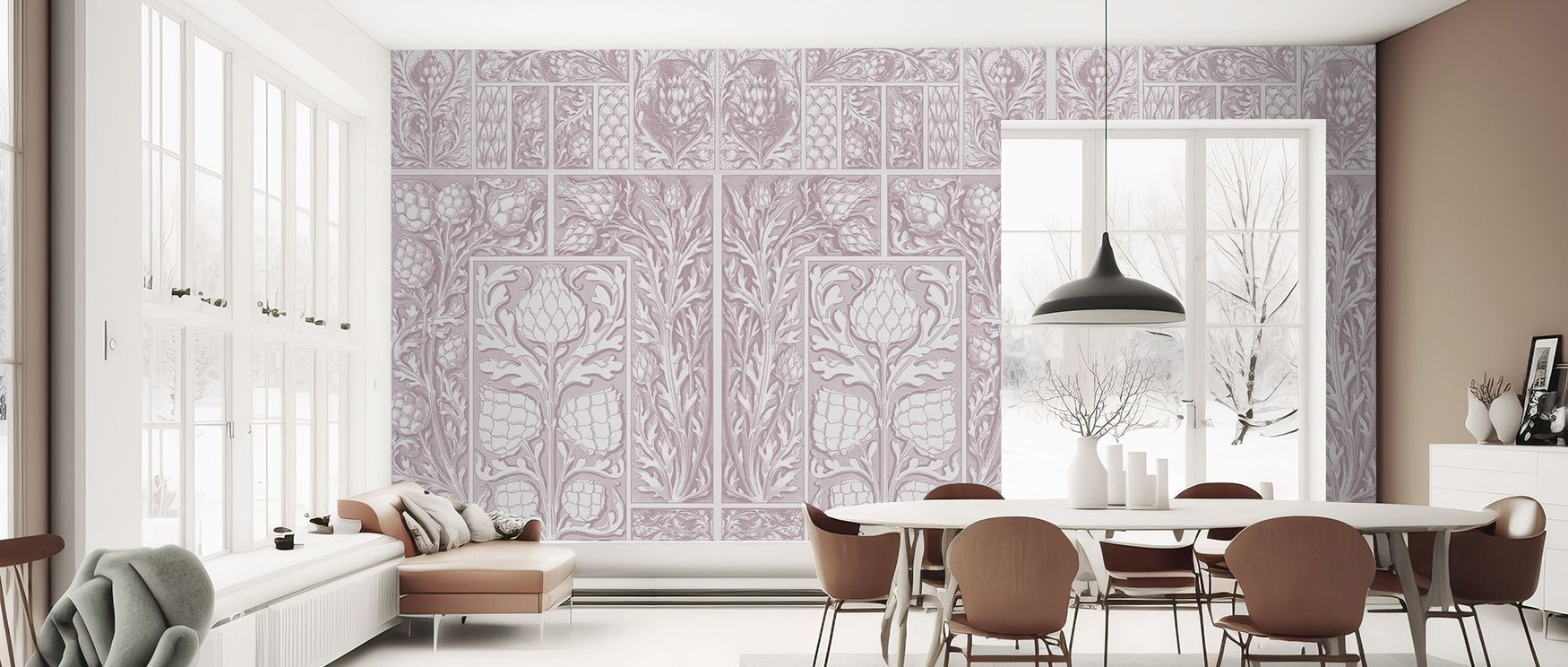 A mural wallpaper featuring thistle florals in delicate tones, perfect for bedrooms, dining areas, or creative interiors. It transforms walls into elegant canvases filled with artistic refinement, floral charm, and refined decorative inspiration, offering