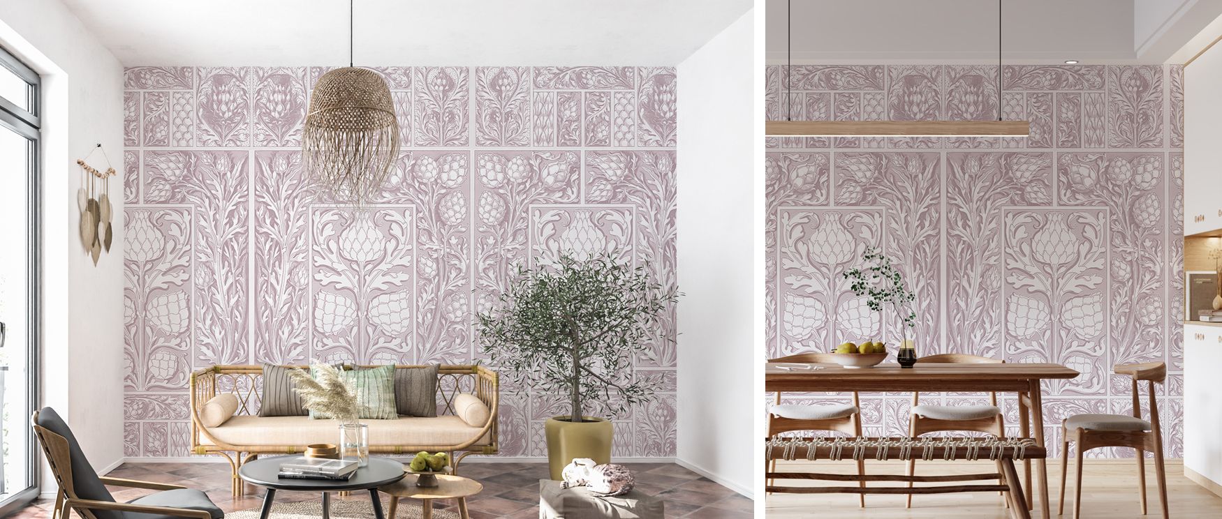 A mural wallpaper showcasing red thistle floral artistry, perfect for bedrooms, living rooms, or offices. It enriches interiors with decorative refinement, natural inspiration, and elegant artistry, creating refined atmospheres filled with floral beauty, 