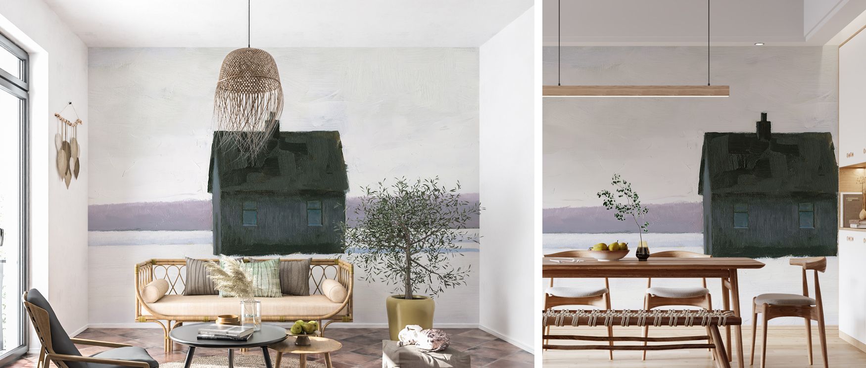 Cold and Lonely Snow View mural wallpaper in soft tones, ideal for bedrooms, offices, or lounges. It enriches interiors with decorative refinement, seasonal charm, and peaceful artistry, creating timeless spaces filled with calming inspiration, snowy beau