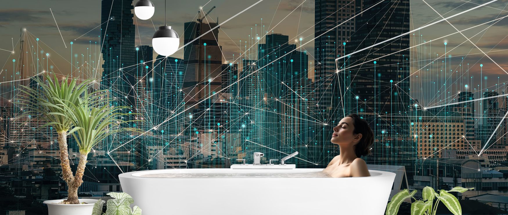 A mural wallpaper showcasing interconnected city skylines, perfect for bedrooms, creative studios, or dining areas. It enriches interiors with decorative refinement, metropolitan artistry, and architectural inspiration, creating refined spaces filled with