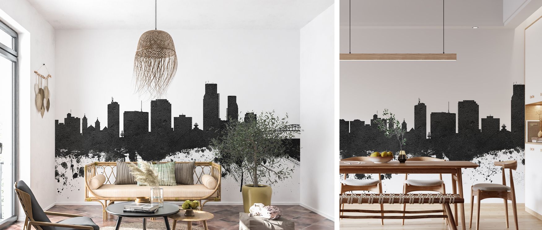 A mural wallpaper featuring Corpus Christi skyline in monochrome tones, perfect for bedrooms, living rooms, or dining areas. It enriches interiors with decorative artistry, metropolitan presence, and architectural refinement, creating bold modern spaces f
