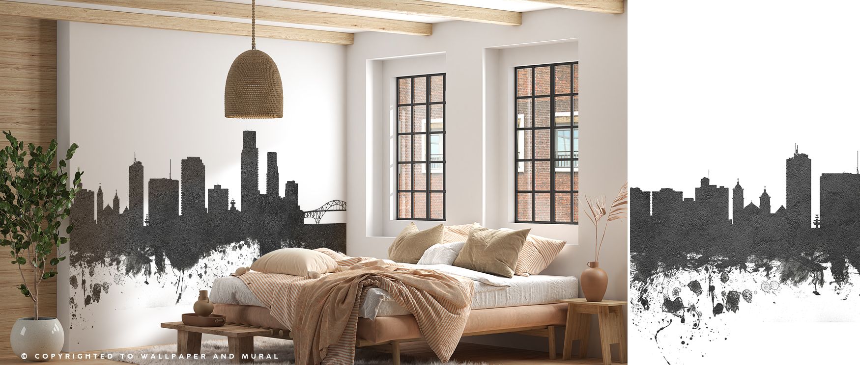 Corpus Christi skyline mural wallpaper in black and white artistry, ideal for bedrooms, creative studios, or lounges. It transforms interiors with decorative refinement, metropolitan charm, and architectural inspiration, creating stylish spaces enriched w