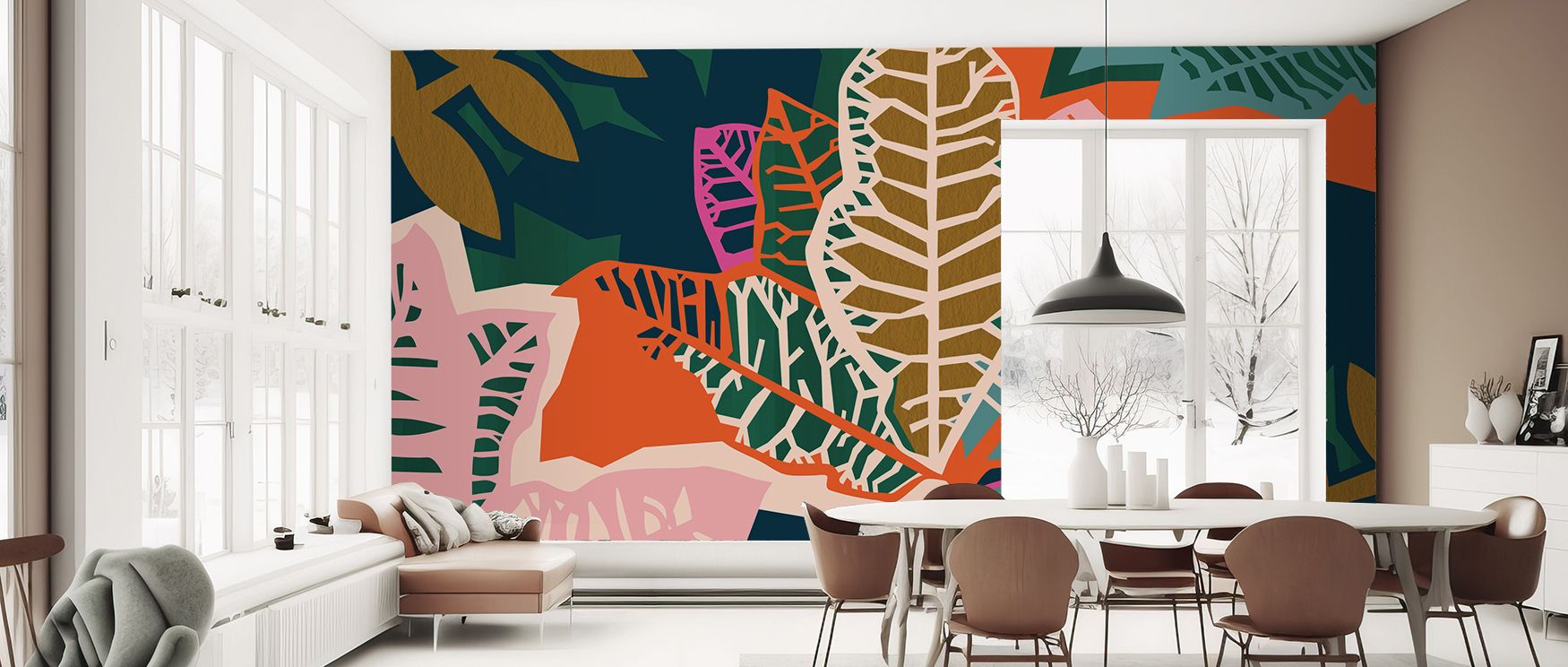 A mural wallpaper design showcasing croton-inspired artistry, perfect for bedrooms, dining areas, or studies. It enriches interiors with decorative refinement, natural inspiration, and stylish charm, creating lively spaces enriched with modern balance and