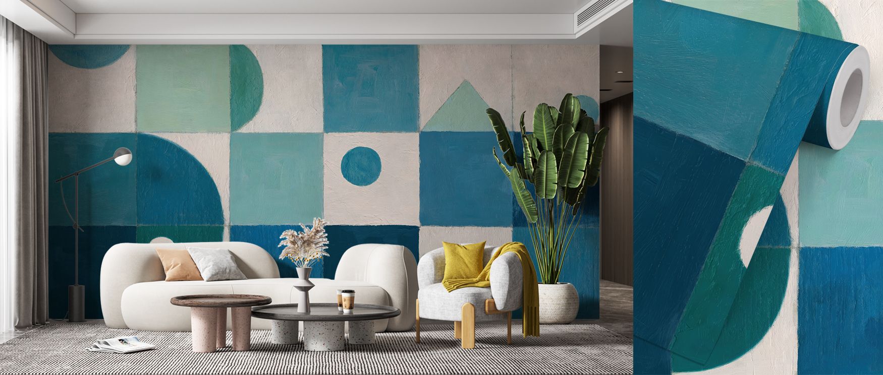 Cubic Harmony mural wallpaper designed with geometric artistry, suited for bedrooms, lounges, or studies. It creates refined interiors enriched with decorative refinement, modern inspiration, and rhythmic balance, offering homes bold atmospheres filled wi