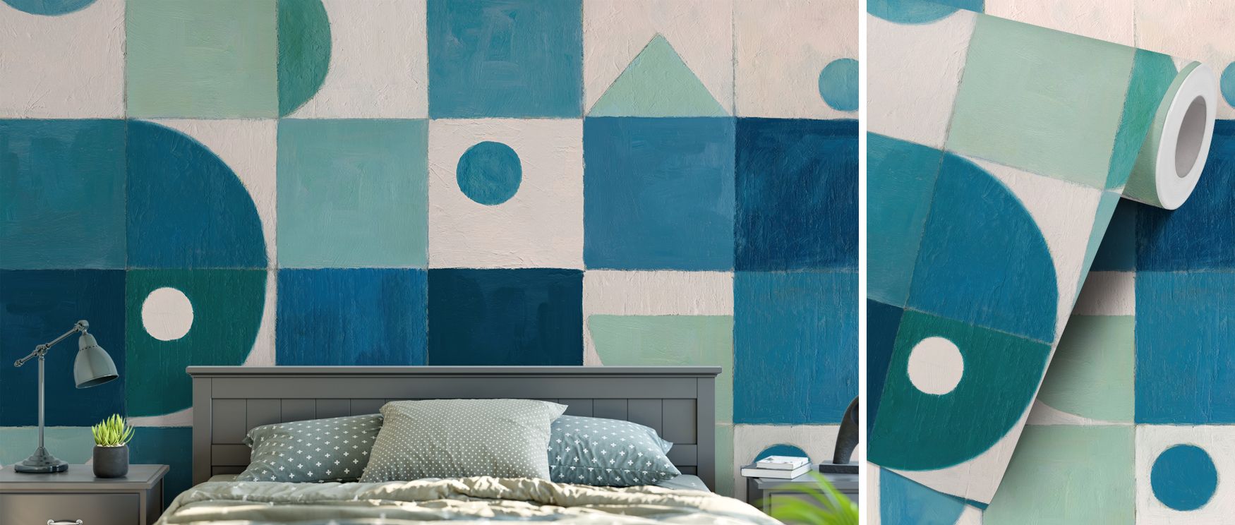 A mural wallpaper capturing geometric abstract design in light and dark tones, ideal for bedrooms, dining areas, or creative spaces. It enhances interiors with decorative refinement, modern charm, and rhythmic presence, creating stylish atmospheres filled