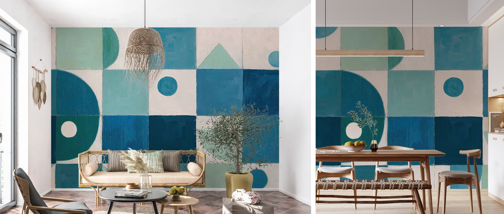 A mural wallpaper showcasing abstract cube motifs, perfect for bedrooms, dining rooms, or living rooms. It enriches interiors with decorative artistry, modern sophistication, and bold rhythm, creating refined spaces filled with stylish balance and creativ