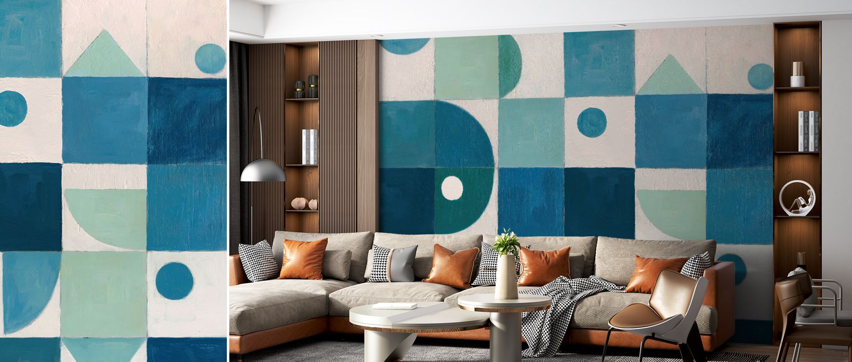 A mural wallpaper featuring abstract cubic artistry, perfect for bedrooms, dining areas, or studies. It enriches interiors with decorative refinement, modern charm, and rhythmic presence, creating striking spaces filled with bold inspiration and timeless 