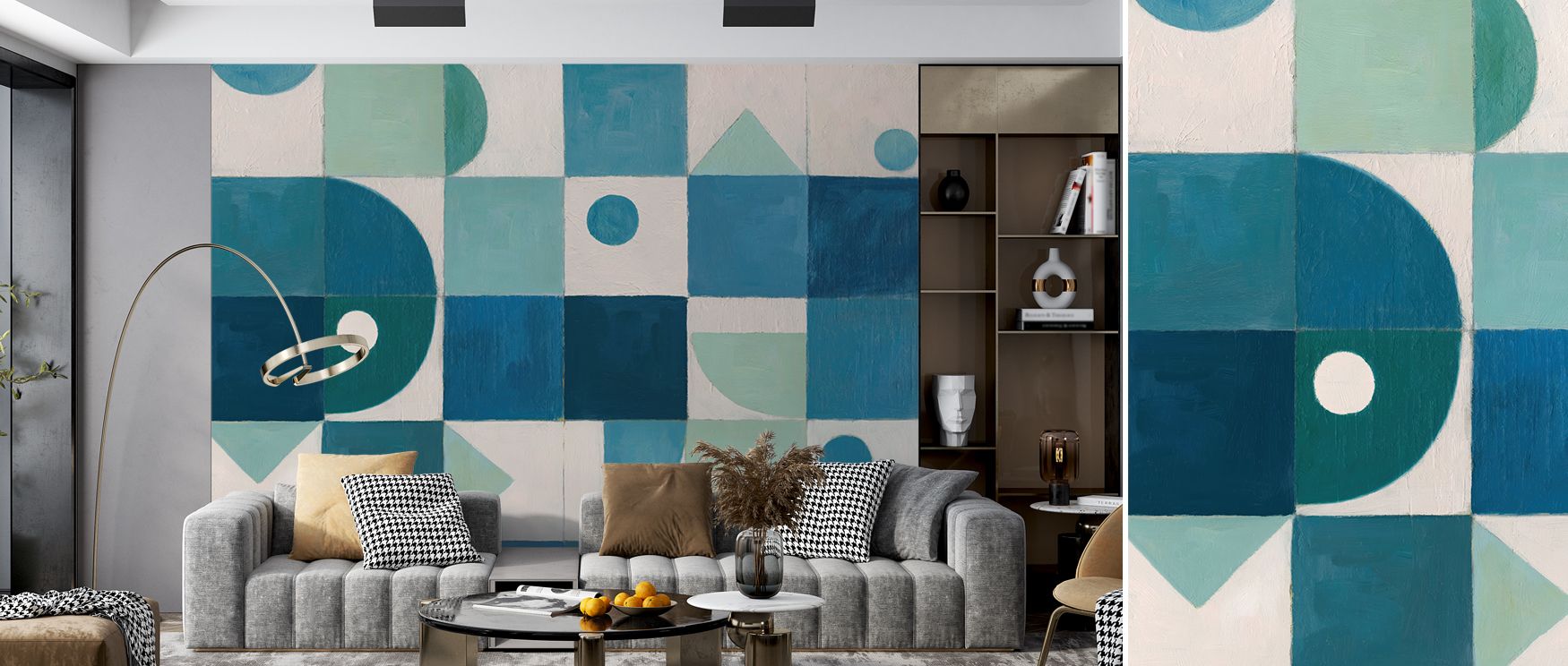 Cubic Harmony mural wallpaper rendered in geometric design, suited for bedrooms, living rooms, or creative interiors. It creates refined interiors enriched with decorative artistry, architectural balance, and modern refinement, turning walls into bold can