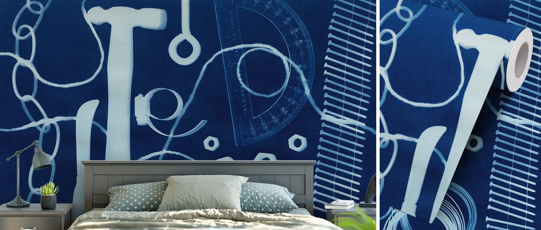 Abstract art wallpaper filled with striking cyan shades and fluid shapes that create movement, harmony, and sophistication, transforming walls into artistic expressions suitable for modern interiors like lofts, offices, or bedrooms seeking bold and captiv