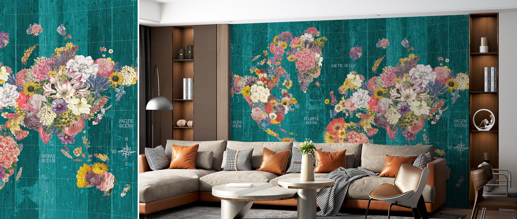 A refined botanical wallpaper that layers deep greenery into elegant arrangements, offering mystery and beauty. Its design enhances bedrooms, living areas, or studies with natural sophistication, adding timeless depth and artistic elegance to interior wal