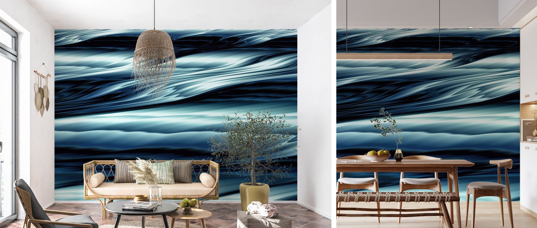 Dark water abstract wallpaper with flowing patterns that enhance interiors with bold artistry. Its design creates depth and elegance, perfect for offices, bedrooms, or living rooms where contemporary sophistication defines atmosphere. 